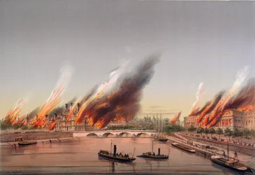 La canonnière «La Farcy» amarrée dans la Seine pendant l